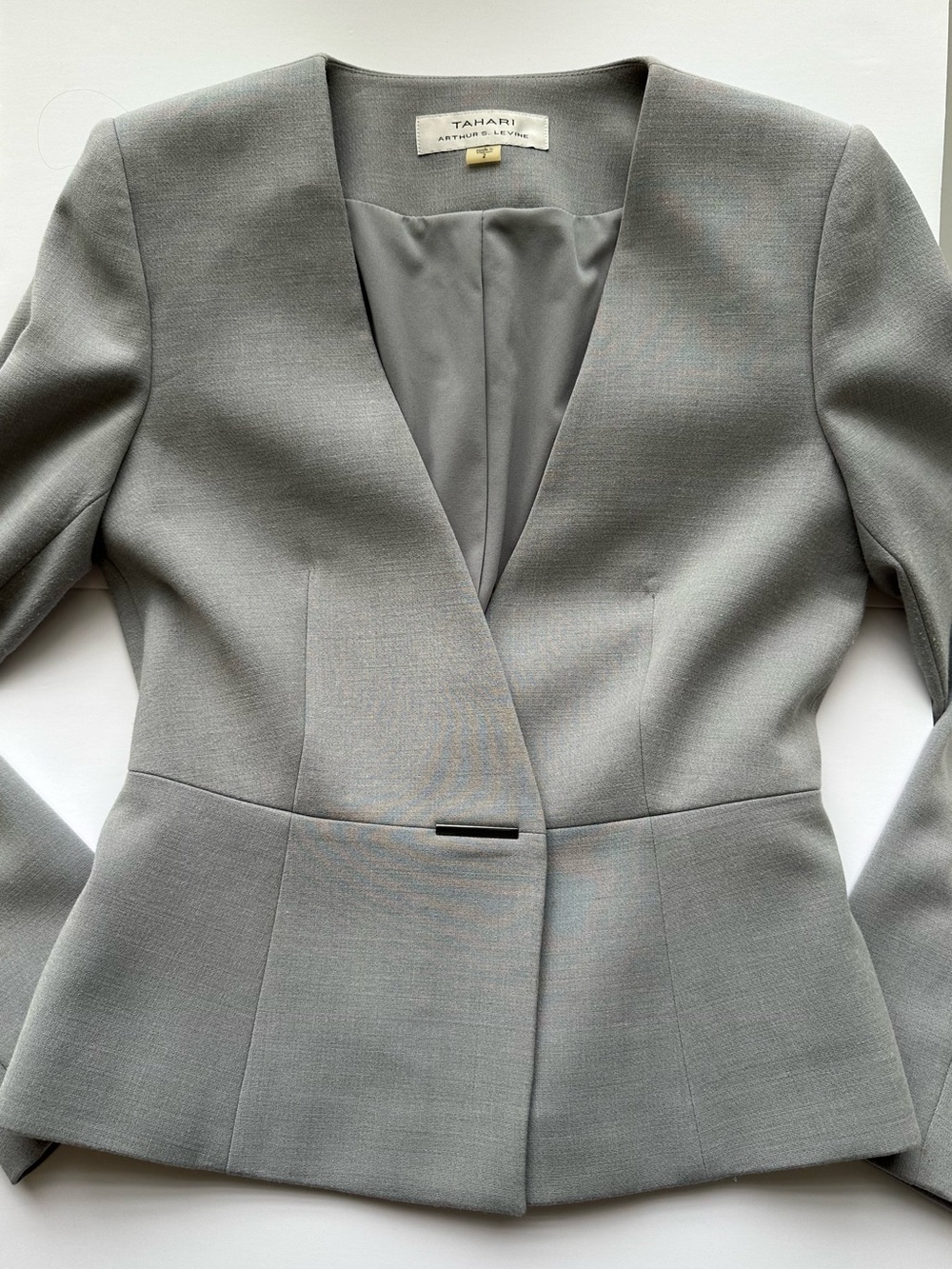 Tahari Light Gray Tailored Women's Skirt Suit - Picture 3 of 8
